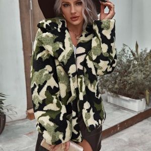Womens camo teddy jacket